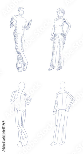 people artistic sketch with shading vector
