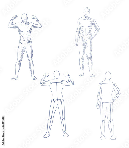 human in motion artistic sketch with shading vector