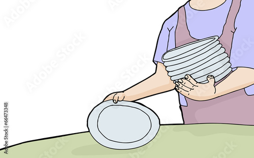 Woman Setting Plates