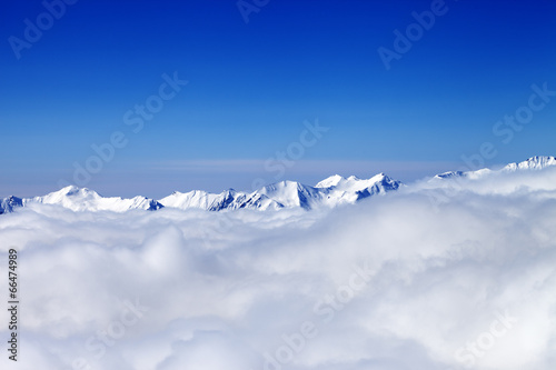 Cloudy mountains at nice winter day