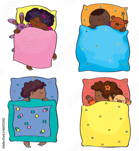 Vector sleeping kids.