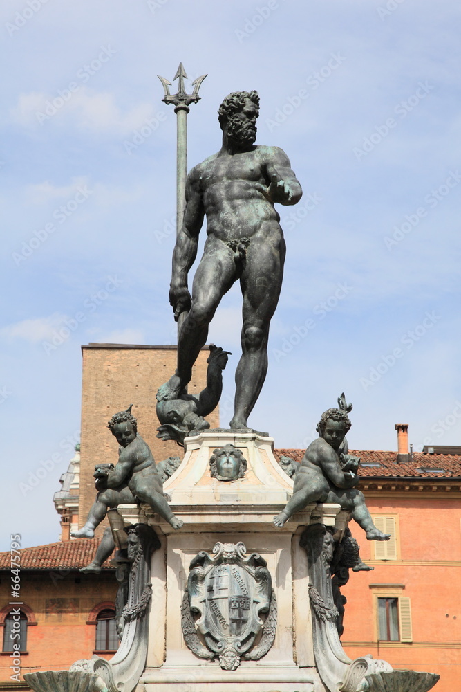 Neptune fountain at Piazza Maggiore of Bologna