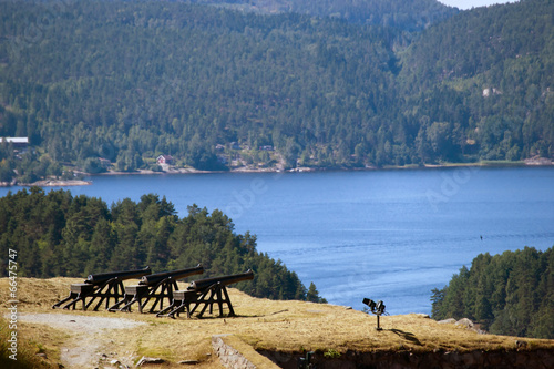 Cannon at Fredriksten Fort and Fredriksten view, Norway