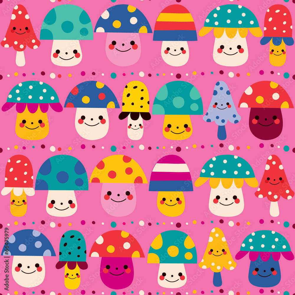 Obraz premium cute mushrooms seamless pattern