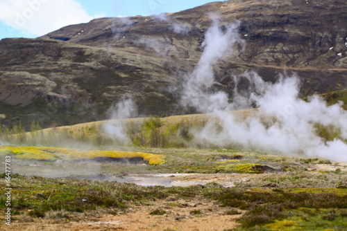 Steaming geothermal hot water Iceland