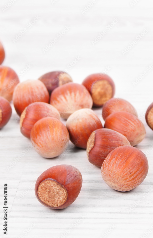 Nuts on wooden board. Nuts on wooden board.
