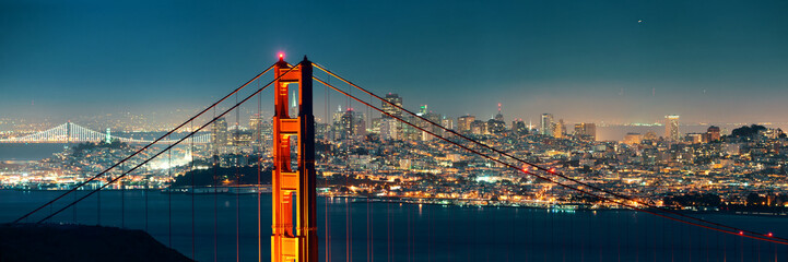 Canvas schilderij Golden Gate Bridge Golden Gate Bridge in zacht zonlicht  © rabbit75_fot