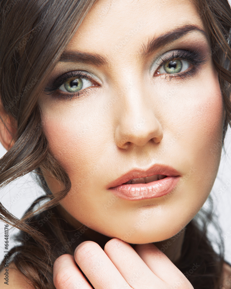 Beauty woman face close up portrait. Light make up. Beauty woman face close up portrait. Light make up.