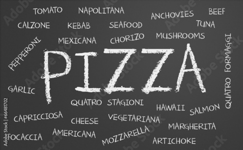 Obraz na plátně Pizza word cloud