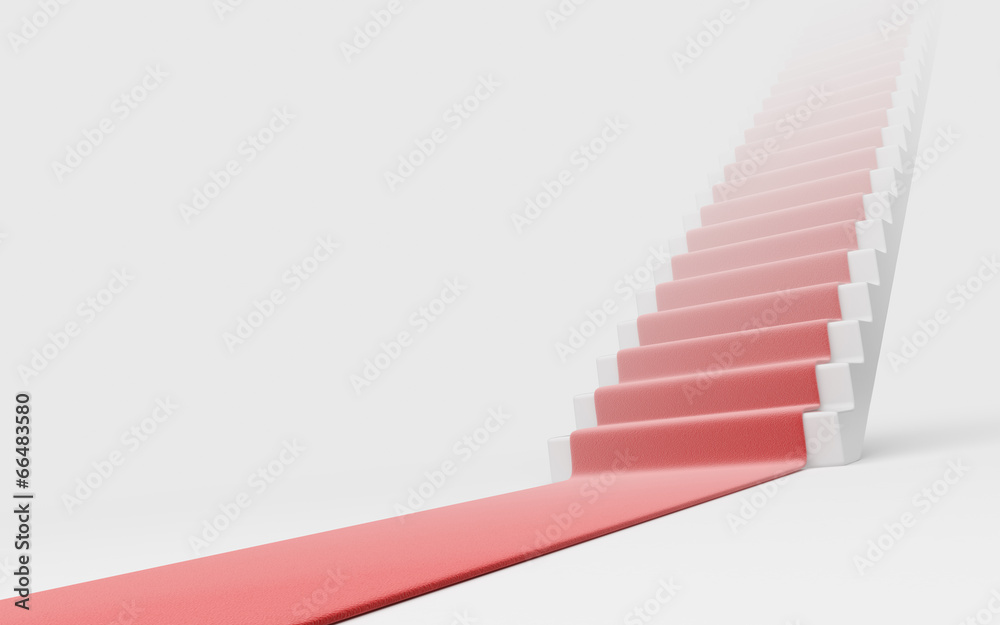 Obraz premium Staircase with red carpet 3D. Concept of success