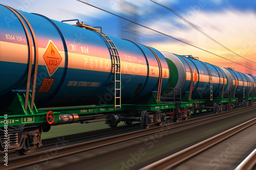 Freight train with petroleum tankcars photo