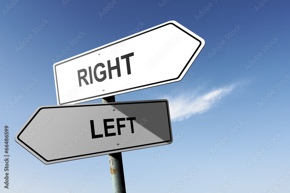 Right and Left directions.  Opposite traffic sign.