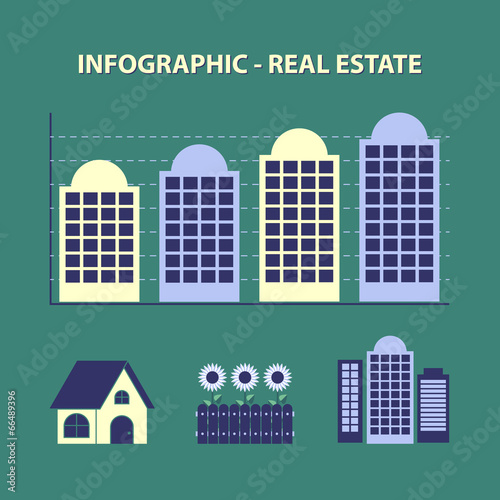 infographics graph of price realty and building icons