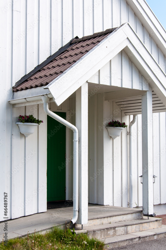 White wooden traditional architecture in Norway White wooden traditional architecture in Norway