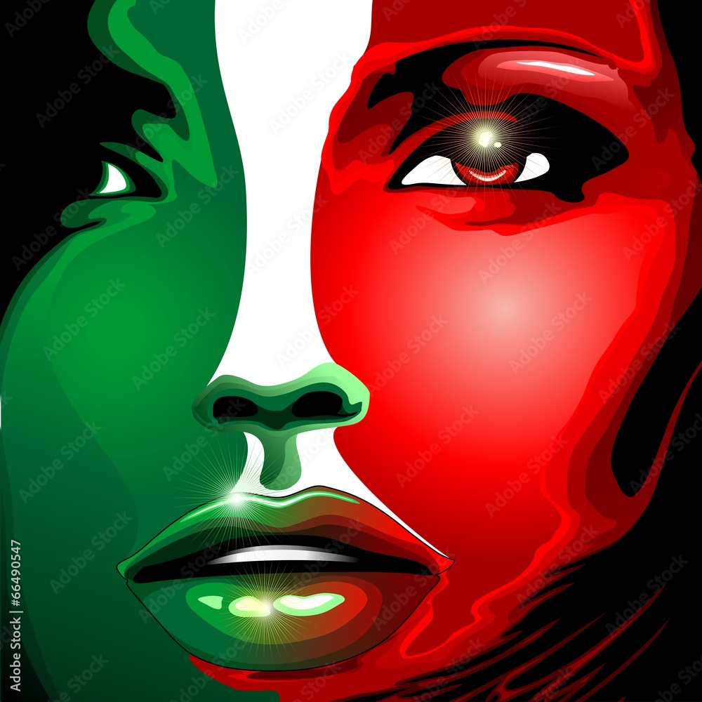 Vettoriale Stock Italia Bandiera Viso Ragazza-Italy Flag Girl Portrait |  Adobe Stock