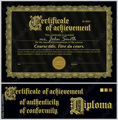 Black and gold certificate. Template.