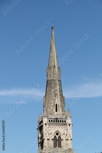The Tall Spire of a Classic English Church.