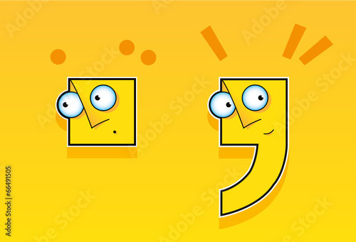punctuation marks characters dot and comma