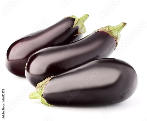 Eggplant or aubergine vegetable isolated on white background cut