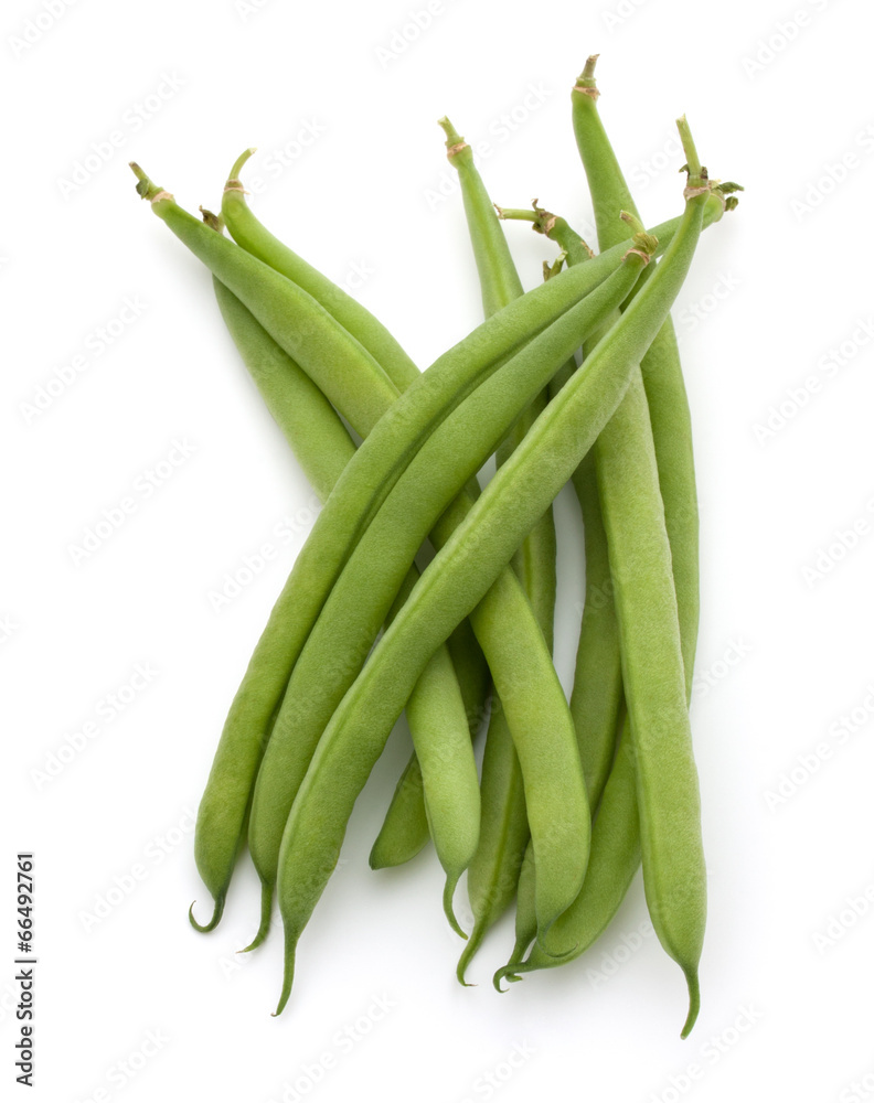 Green beans handful isolated on white background cutout Green beans handful isolated on white background cutout