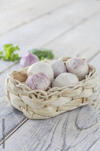 garlic cloves in a basket