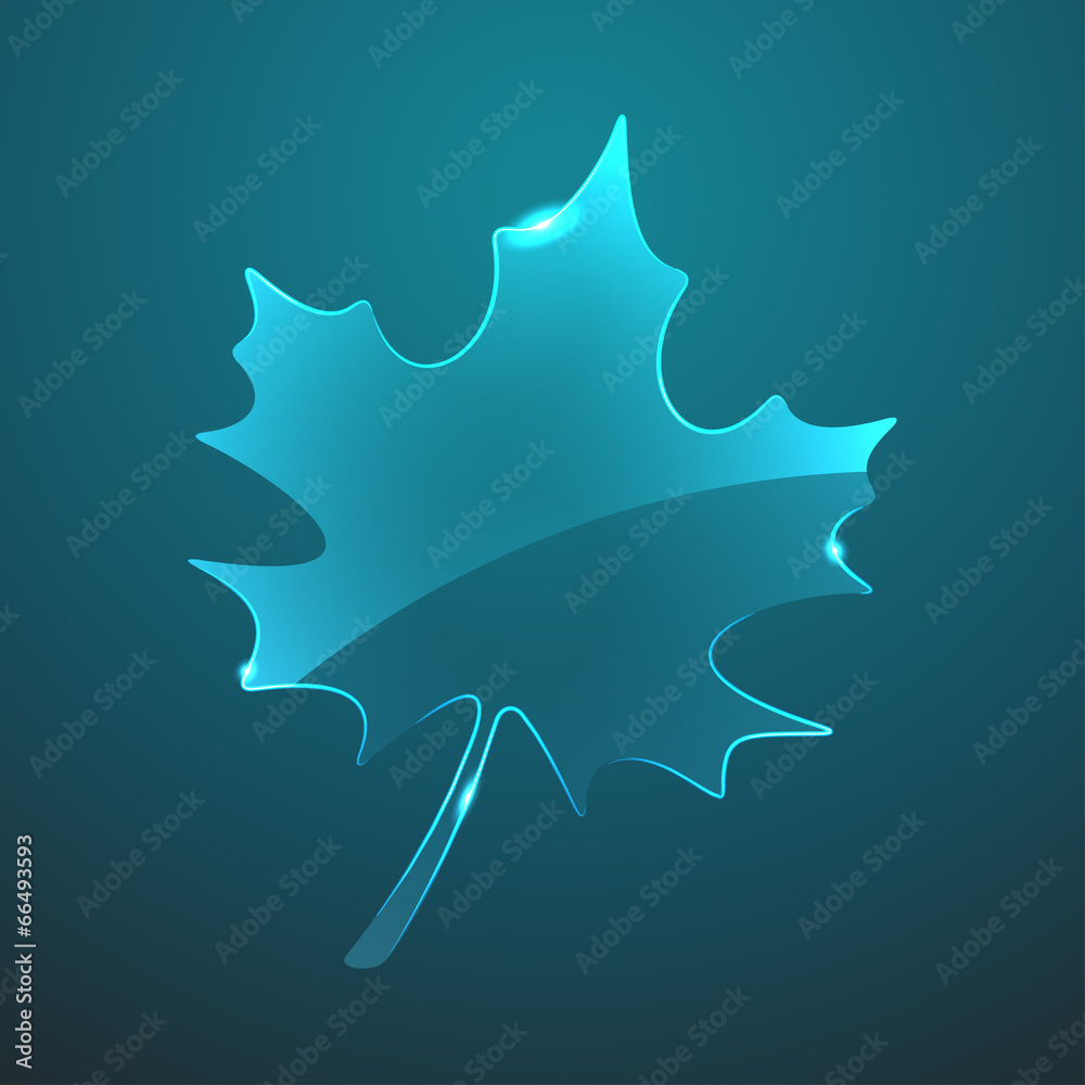 Vector glass maple leaf icon. Eps10
