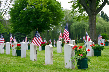 flags on veterans grave
