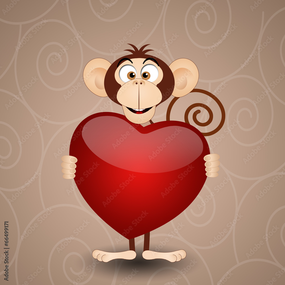 Fototapeta premium Monkey with heart