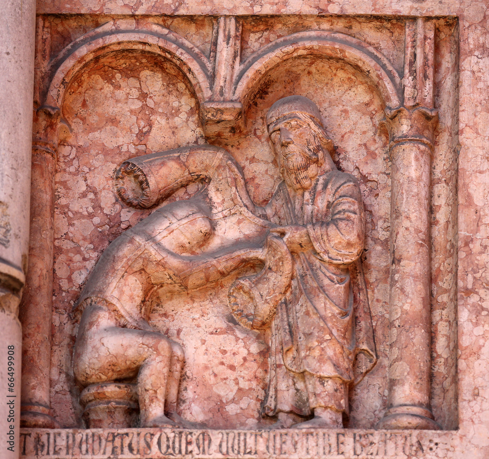 Christ Performing Works of Mercy, baptistry, Parma, Italy