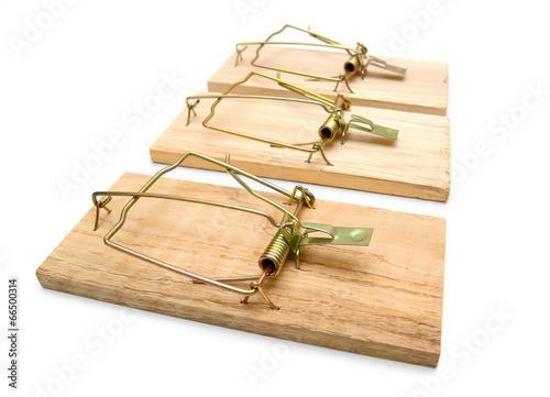 Mousetraps. On a white background. photo