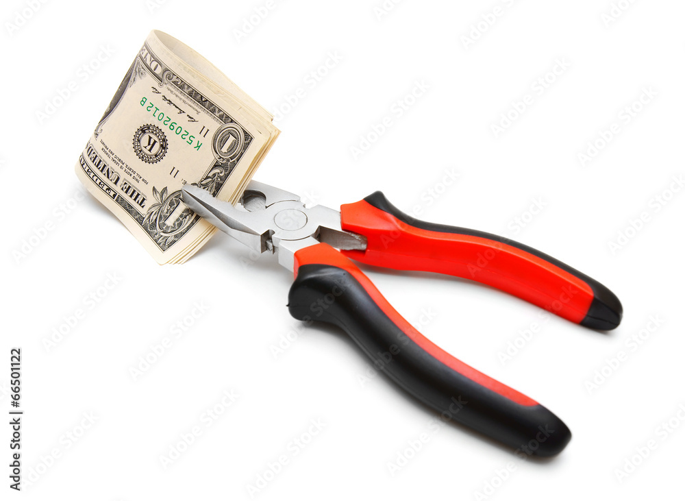 Fototapeta premium Pliers and money.