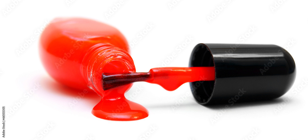 Red nail polish. On a white background. Red nail polish. On a white background.
