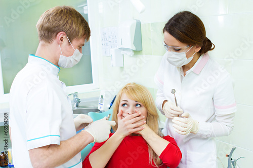 Scared patient in dentist office