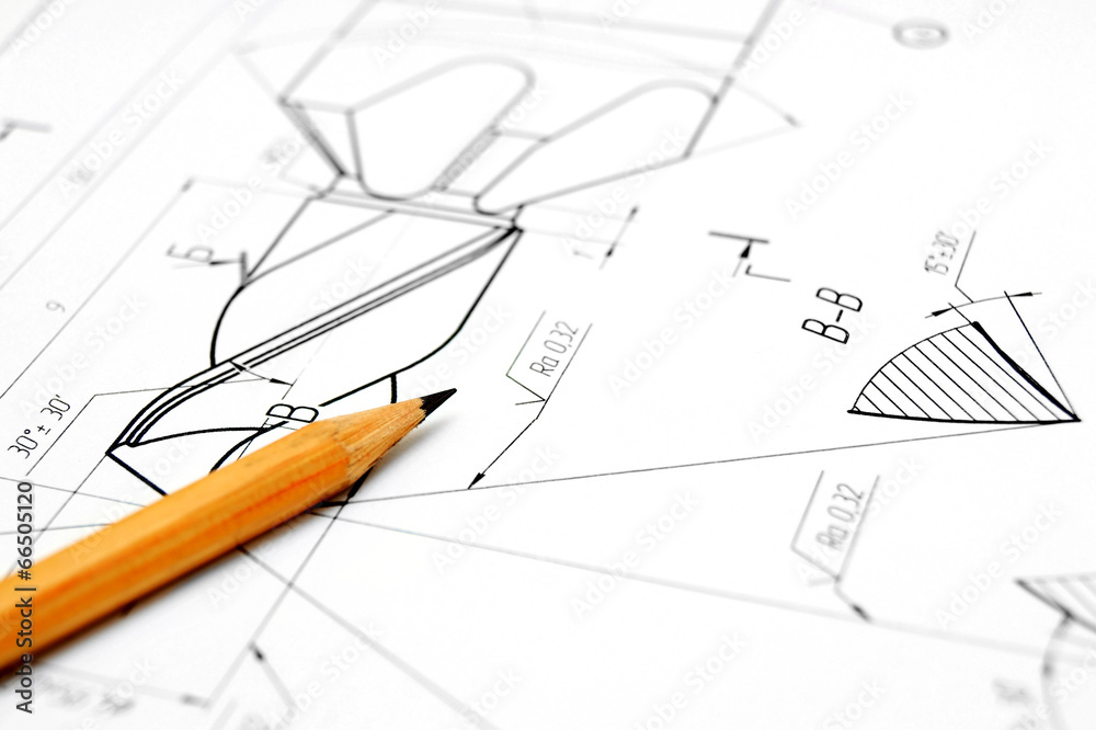 The drawing and pencil. The drawing and pencil.