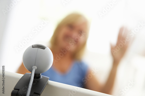 Senior woman using skype