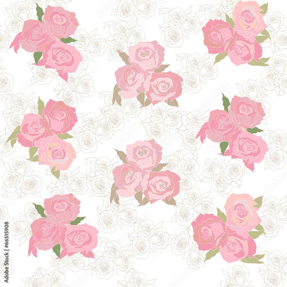 seamless pattern with elegant pink roses seamless pattern with elegant pink roses