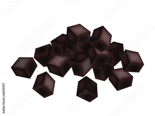 Delicious Black Grass Jelly on White Background