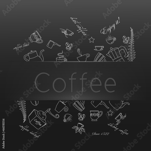 Coffee icons with black Background