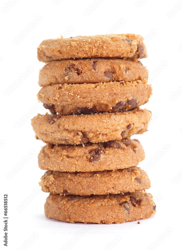 Chocolate cookies biscuit on a white background Chocolate cookies biscuit on a white background
