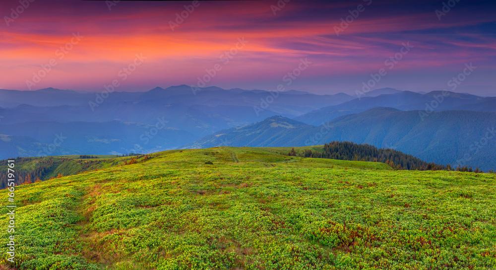 Obraz premium Colorful summer sunrise in the mountains