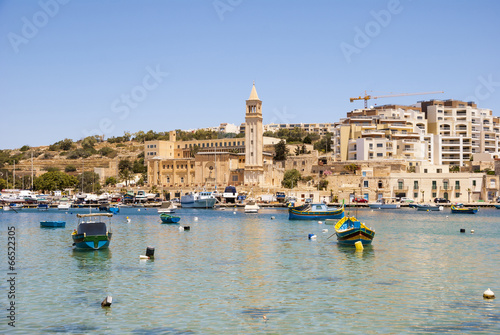 Marsaskala bay with boats, Malta