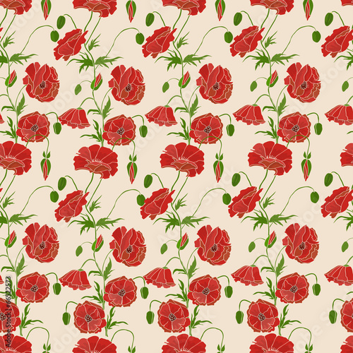 Seamless pattern with poppy. © lika2266