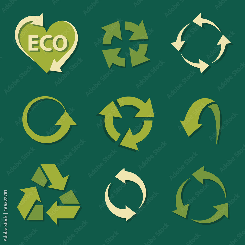 Fototapeta premium recycling icons set collections. green ecological symbols