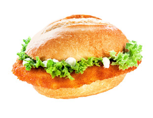 Schnitzel or escalope bun with clipping path