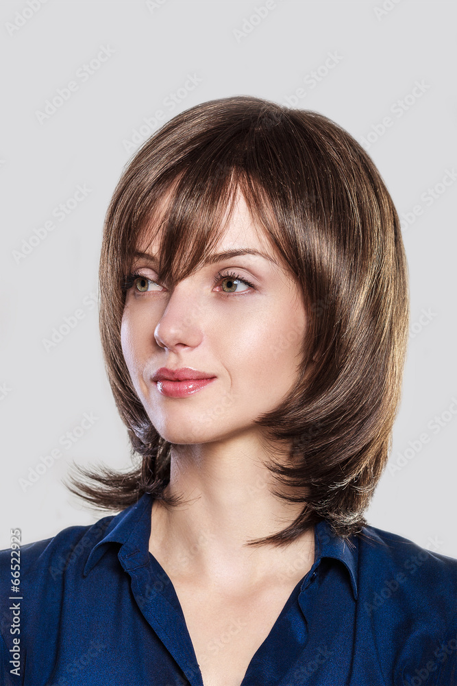 beautiful young woman with short brown hair beautiful young woman with short brown hair