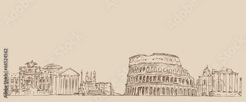 Rome, Italy vintage engraved illustration, hand drawn