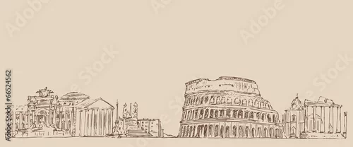 Obraz Rzym, Włochy vintage grawerowane ilustracja, wyciągnąć rękę