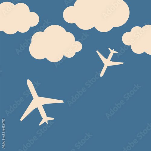 Abstract background with airplanes and clouds