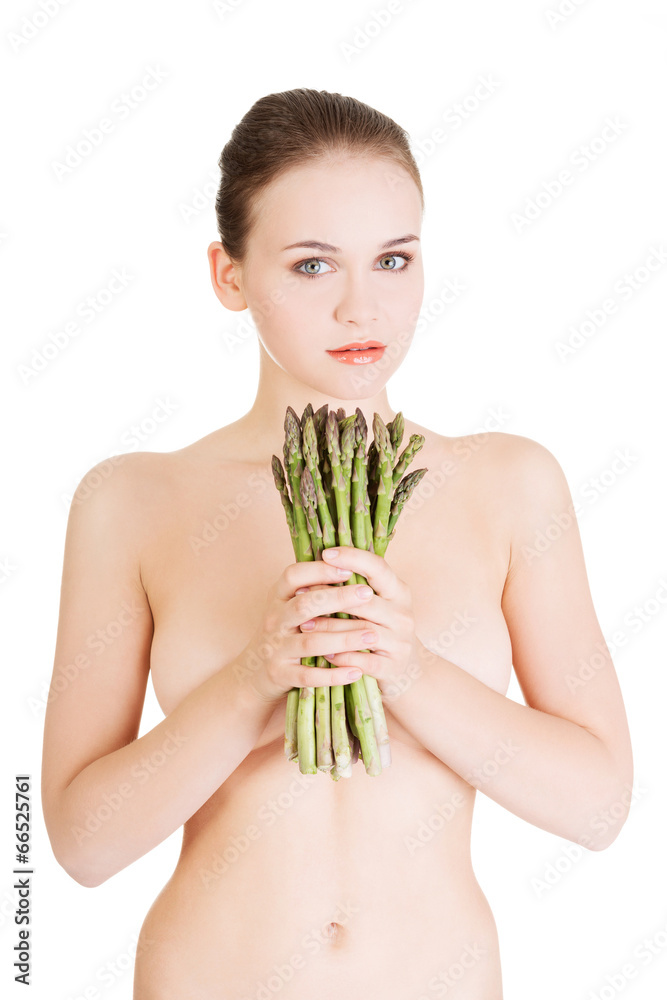 Woman with asparagus Woman with asparagus