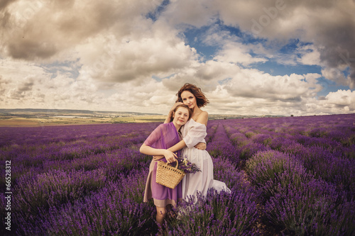 Mother and daughter in lavender photo